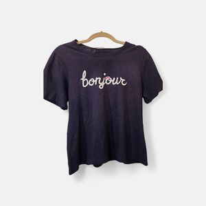 NWT Cinq à Sept Blue Bonjour Tee Large